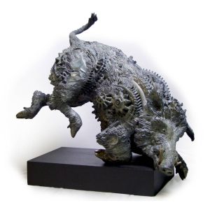 Thierry BENENATI, Ensanglier, Bronze, 54 x 55 x 26 cm