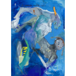 Francky CRIQUET, La Joconde marche enfin, Acrylique Sur Toile, 172 X 122 cm