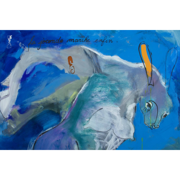 Francky CRIQUET, La Joconde marche enfin, Acrylique Sur Toile, 172 X 122 cm