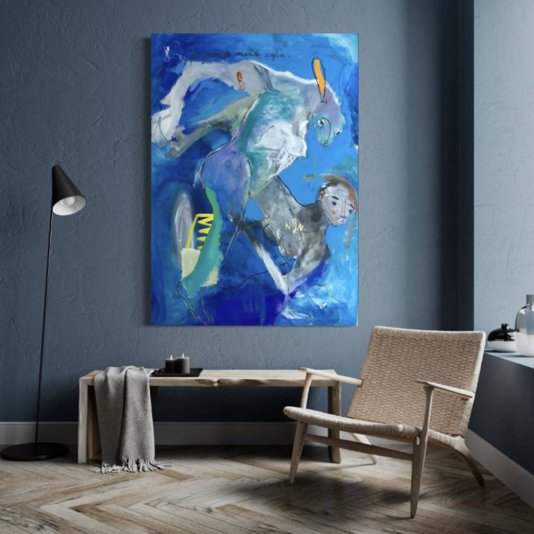 Francky CRIQUET, La Joconde marche enfin, Acrylique Sur Toile, 172 X 122 cm