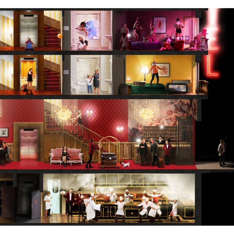 Nicolas BOUTRUCHE, Grand Hotel, Photographie, Tirage Sur Dibond Ou Plexiglass Sur Caisson Lumineux, 200 X 200 Cm Ou 250 X 250 Ou 300 X 300 Cm