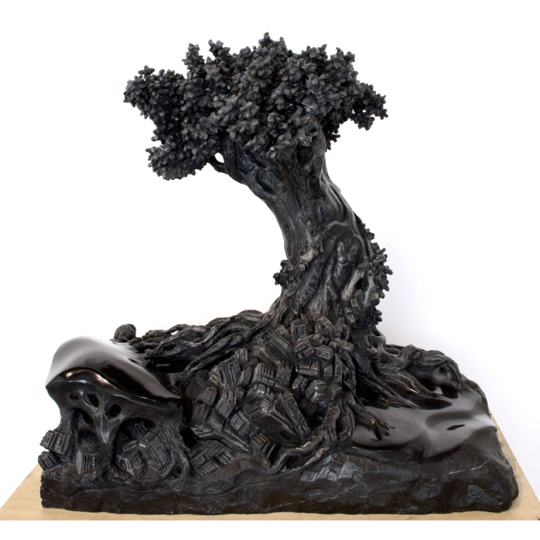 Herrel – Co Existence II – Marbre Noir De Golzinne (Belgique) – 46 X 44 X 32 Cm  – Pièce Unique