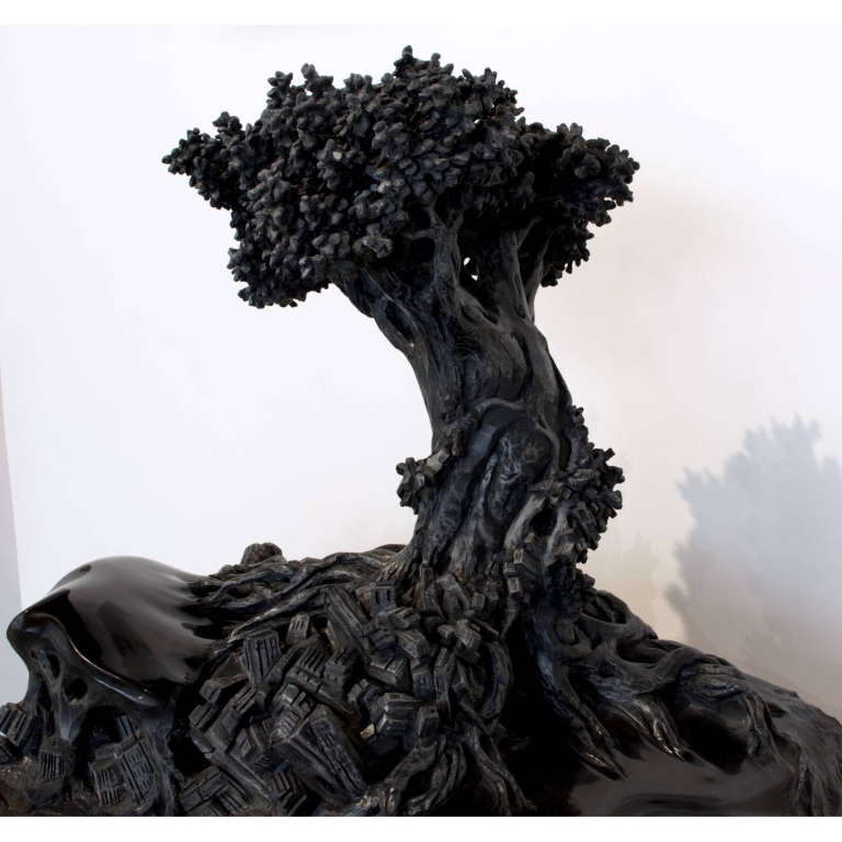 Herrel – Co Existence II – Marbre Noir De Golzinne (Belgique) – 46 X 44 X 32 Cm  – Pièce Unique