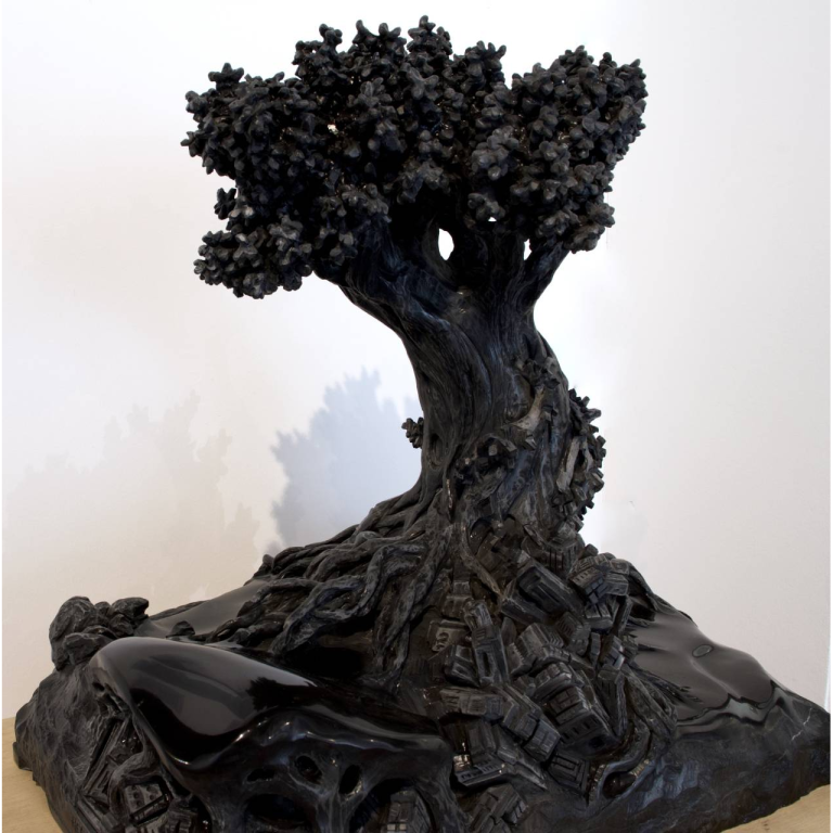 Herrel – Co Existence II – Marbre Noir De Golzinne (Belgique) – 46 X 44 X 32 Cm  – Pièce Unique