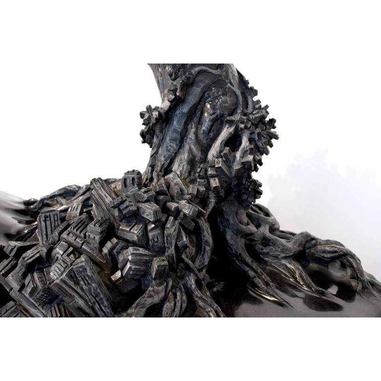 Herrel – Co Existence II – Marbre Noir De Golzinne (Belgique) – 46 X 44 X 32 Cm  – Pièce Unique