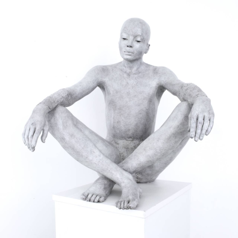 Claude JUSTAMON, A l’autre bout du monde III, Bronze patiné, 70 X 64 X 51 cm