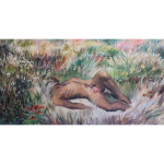 Qiongfei ZHANG, Un homme dans le jardin, Acrylique sur toile, 140 x 282 cm