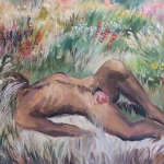 Qiongfei ZHANG, Un homme dans le jardin, Acrylique sur toile, 140 x 282 cm