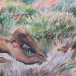 Qiongfei ZHANG, Un homme dans le jardin, Acrylique sur toile, 140 x 282 cm
