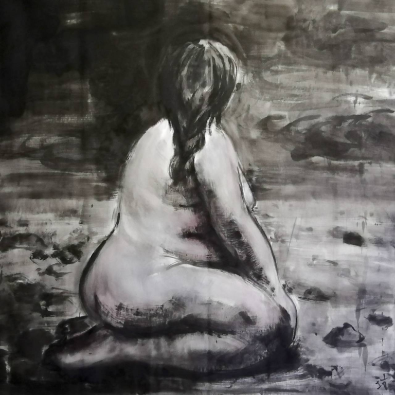 Qiongfei Zhang, Région sauvage, Encre de chine sur toile , 140 x 160 cm