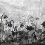 Qiongfei Zhang, Tournesols, Encre se chine sur toile, 140 x 400 cm