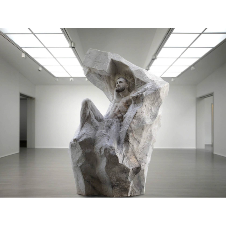 ASPENCROW, Atlas, Fibre de verre Eépoxy: poudre de marbre, poils naturels, silicone, 208 X 110 X 140 Cm