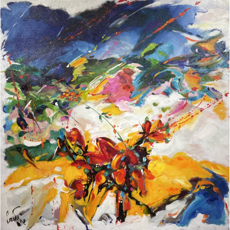CADENE, Le Ciel En Feu, Acrylique sur Toile, 100 X 100 Cm