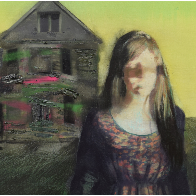 Jose Luis CENA, Follow the yellow brick road, peinture à l’huile, 80 x 80 cm