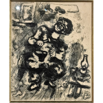 CHAGALL Marc, Le Cordonnier, Vers 1927 1930, Eau Forte Signée, Illustrant Les Fables De La Fontaine, 29,5 X 24 Cm (dimensions À Vue)