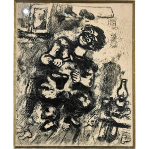 CHAGALL Marc, Le Cordonnier, Vers 1927 1930, Eau Forte Signée, Illustrant Les Fables De La Fontaine, 29,5 X 24 Cm (dimensions À Vue)