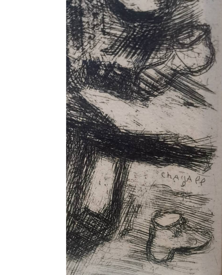 CHAGALL Marc, Le Cordonnier, Vers 1927 1930, Eau Forte Signée, Illustrant Les Fables De La Fontaine, 29,5 X 24 Cm (dimensions À Vue)