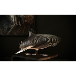 CHAT NOIR, Iron Squale, Sculpture Acier Inoxydale, 3 Exemplaires, 26 X 140 X 55 Cm,  (piedestal 110 X 70 X 40 Cm)