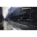 QUINCOCES, La Estacion De Autobus, Huile Sur Bois, 50 X32 Cm