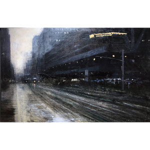 QUINCOCES, La Estacion De Autobus, Huile Sur Bois, 50 X32 Cm