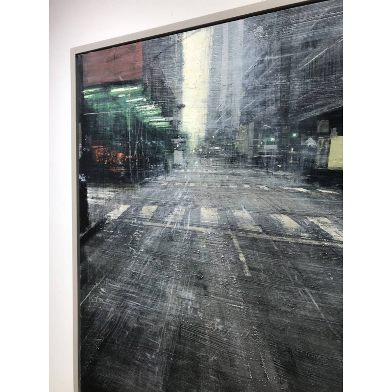 Alejandro QUINCOCES – Light in the steet – Peinture à l’huile – 85×85 cm