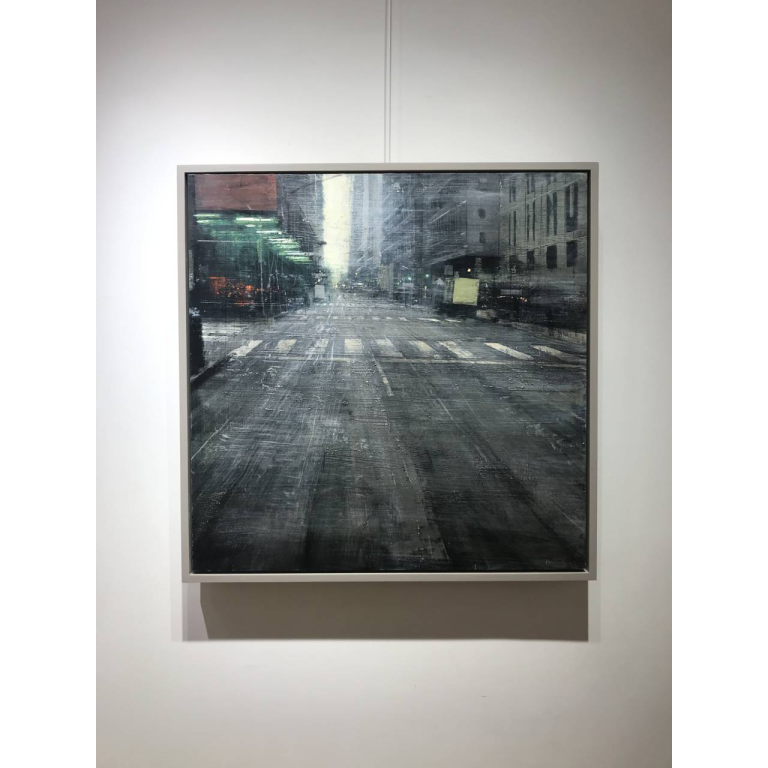 Alejandro QUINCOCES – Light in the steet – Peinture à l’huile – 85×85 cm