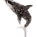 Thierry BENENATI , Requin Cimetière, Bronze Recouvert D’argent, 74 X 102 X 45 Cm