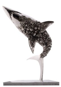 Thierry BENENATI , Requin Cimetière, Bronze Recouvert D'argent, 74 X 102 X 45 Cm