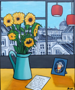 ALIONE, Cher grand Père, Huile, bombe aérosol et acrylique sur toile, 65 x 54 cm