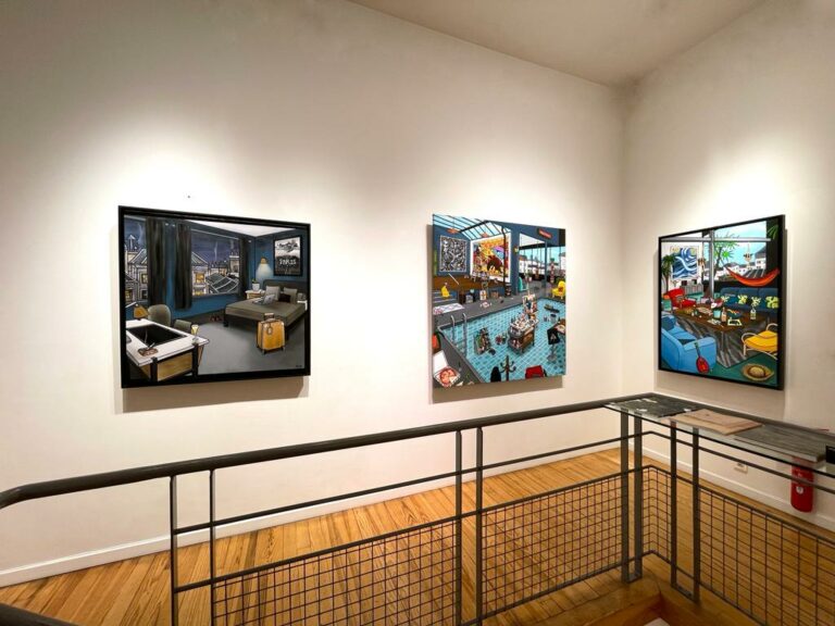 ALIONE, Installation, Souvenir d’une nuit étoilée, Huile, bombe aérosol et acrylique sur toile, 80 x 120 cm