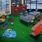 ALIONE La Guinguette Huile, Bombe Aérosol Et Acrylique Sur Toile 120x120cm (1)