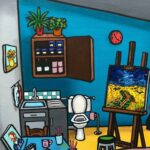 ALIONE La Chambre De Van Gogh Revisitée Huile, Bombe Aérosol Et Acrylique Sur Toile 60 X 60 Cm (3)