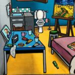 ALIONE La Chambre De Van Gogh Revisitée Huile, Bombe Aérosol Et Acrylique Sur Toile 60 X 60 Cm (3)