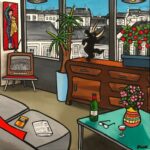 ALIONE, Détails, Paris pampelune, Huile, bombe aérosol et acrylique sur toile, 66 x 66 cm