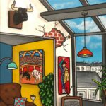 ALIONE, Détails, Paris pampelune, Huile, bombe aérosol et acrylique sur toile, 66 x 66 cm