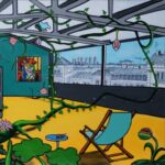 ALIONE, Profitons du moment présent, Huile, bombe aérosol et acrylique sur toile, 134 x 89 cm