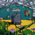 ALIONE, Profitons du moment présent, Huile, bombe aérosol et acrylique sur toile, 134 x 89 cm