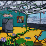 ALIONE, Profitons du moment présent, Huile, bombe aérosol et acrylique sur toile, 134 x 89 cm