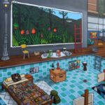 ALIONE, Détails, Un atelier de rêve, Huile, Bombe, aérosol et acrylique sur toile, 146 x 114 cm