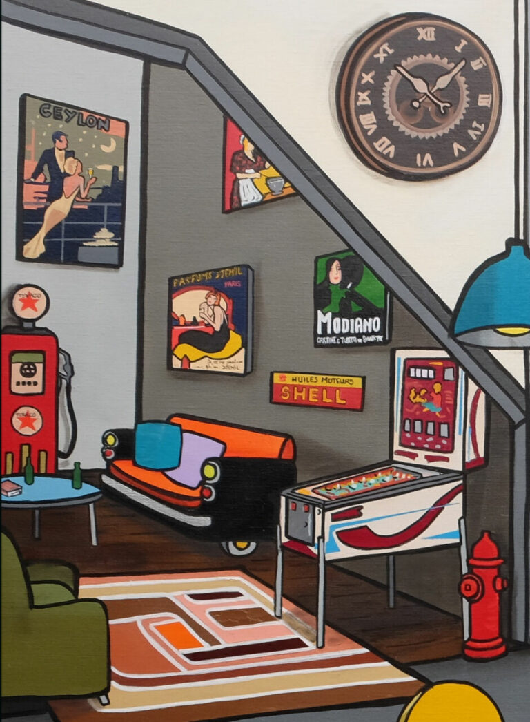 ALIONE, Un brin nostalgique, Huile, bombe, aérosol et acrylique sur toile, 140 X 140 cm