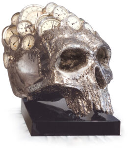 Thierry BENENATI, Stress, Bronze, Recouvert d’argent et manomètres, 50 X 40 X 50 Cm