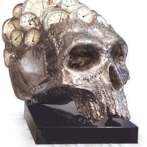 Thierry BENENATI, Stress, Bronze, Recouvert d’argent et manomètres, 50 X 40 X 50 Cm