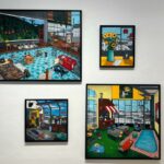 ALIONE, Installation, Un atelier de rêve, Huile, Bombe, aérosol et acrylique sur toile, 146 x 114 cm