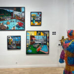 ALIONE, Installation, Un atelier de rêve, Huile, Bombe, aérosol et acrylique sur toile, 146 x 114 cm