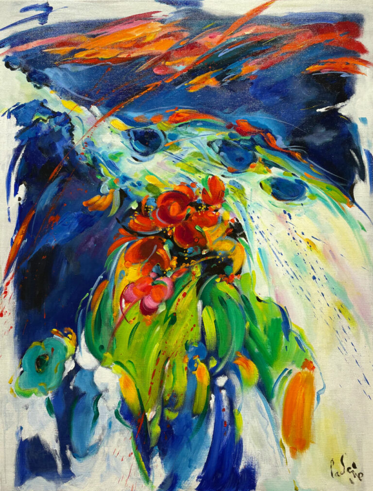 Bernard CADENE Le ciel de feu, Acrylique et huile sur toile, 116 x 89 cm