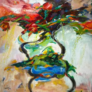 Bernard CADENE, Saint Aventin Luchon, La route des granges de Gourron, Acrylique et huile sur toile, 120 x 120 cm