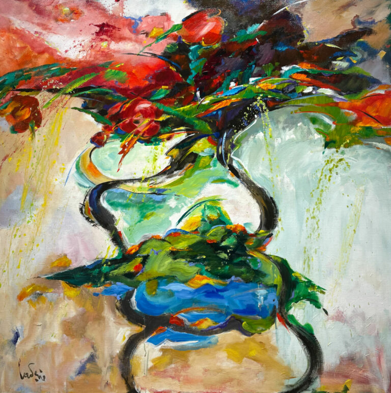 Bernard CADENE, Saint Aventin Luchon, La route des granges de Gourron, Acrylique et huile sur toile, 120 x 120 cm