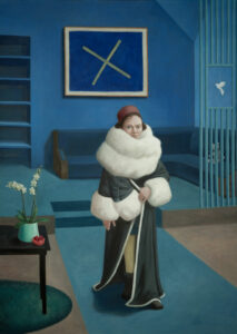 David FESTOC, Le salon bleu, Huile sur toile, 100 x 80 cm