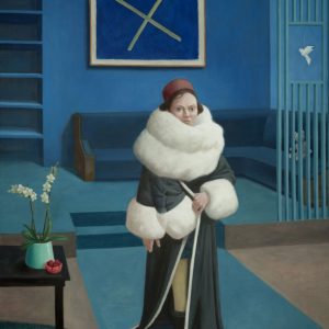 David FESTOC, Le salon bleu, Huile sur toile, 100 x 80 cm