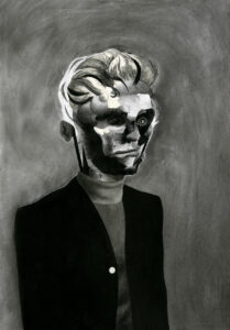 David FESTOC, Portrait sans nom, Crayon et collages et papier 70 x 55 cm